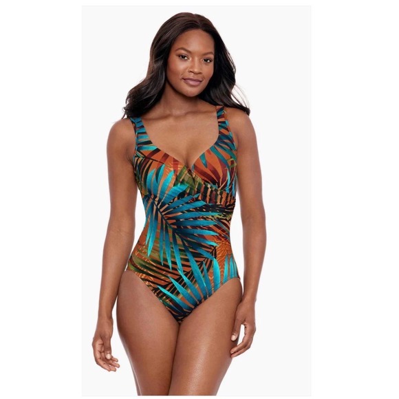 Miraclesuit Other - Miraclesuit Its A Wrap Tropical Palm Print One Piece Swimsuit Multi Size 8 NEW